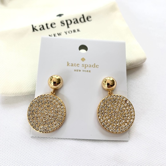 NWT Kate Spade elegant pave disc drop earrings - Picture 3 of 6